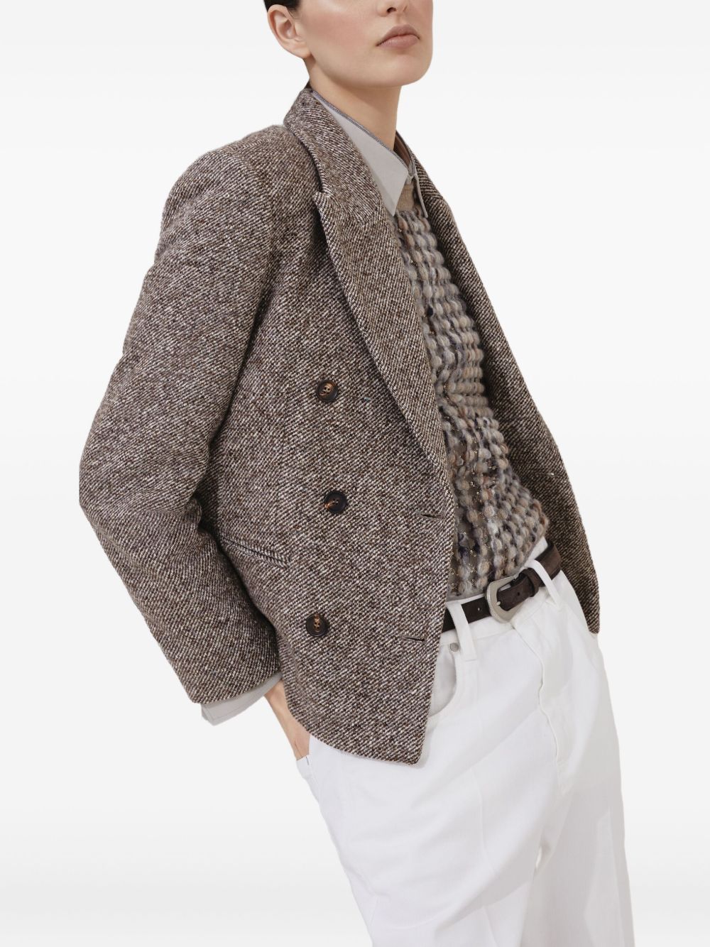 BRUNELLO CUCINELLI Melange Wool Jacket with Shiny Details for Her