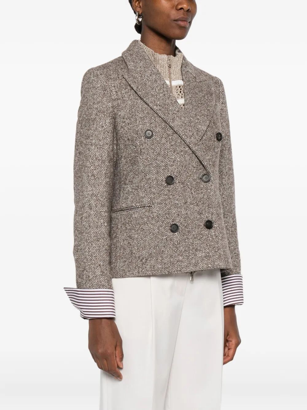 BRUNELLO CUCINELLI Double-Breasted Wool Short Jacket