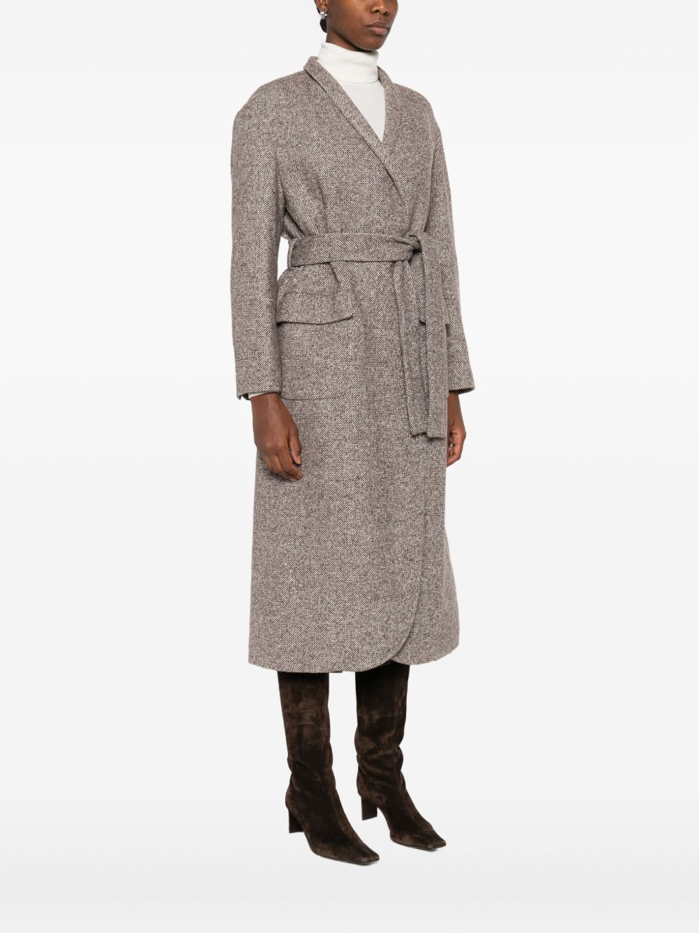 BRUNELLO CUCINELLI Wool Belted Jacket with Notched Collar - FW25