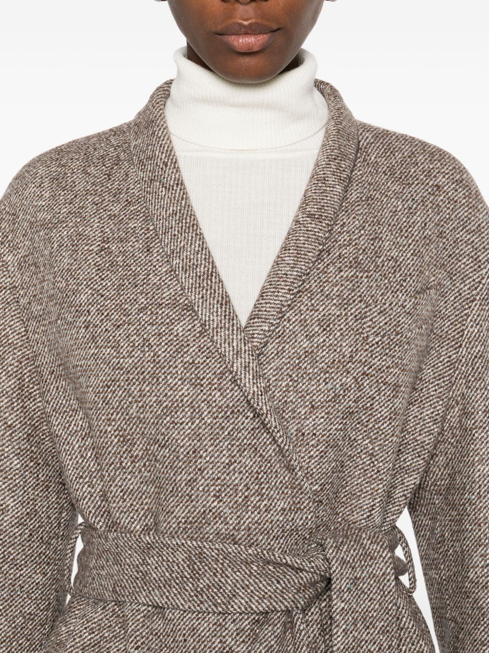 BRUNELLO CUCINELLI Wool Belted Jacket with Notched Collar - FW25