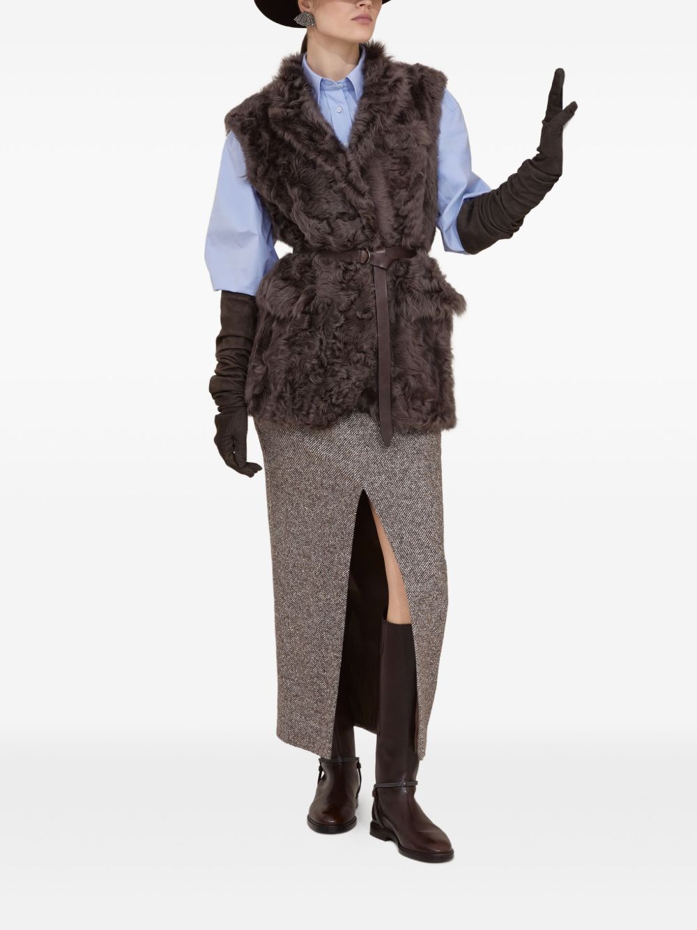 BRUNELLO CUCINELLI Front Slit Maxi Pencil Skirt