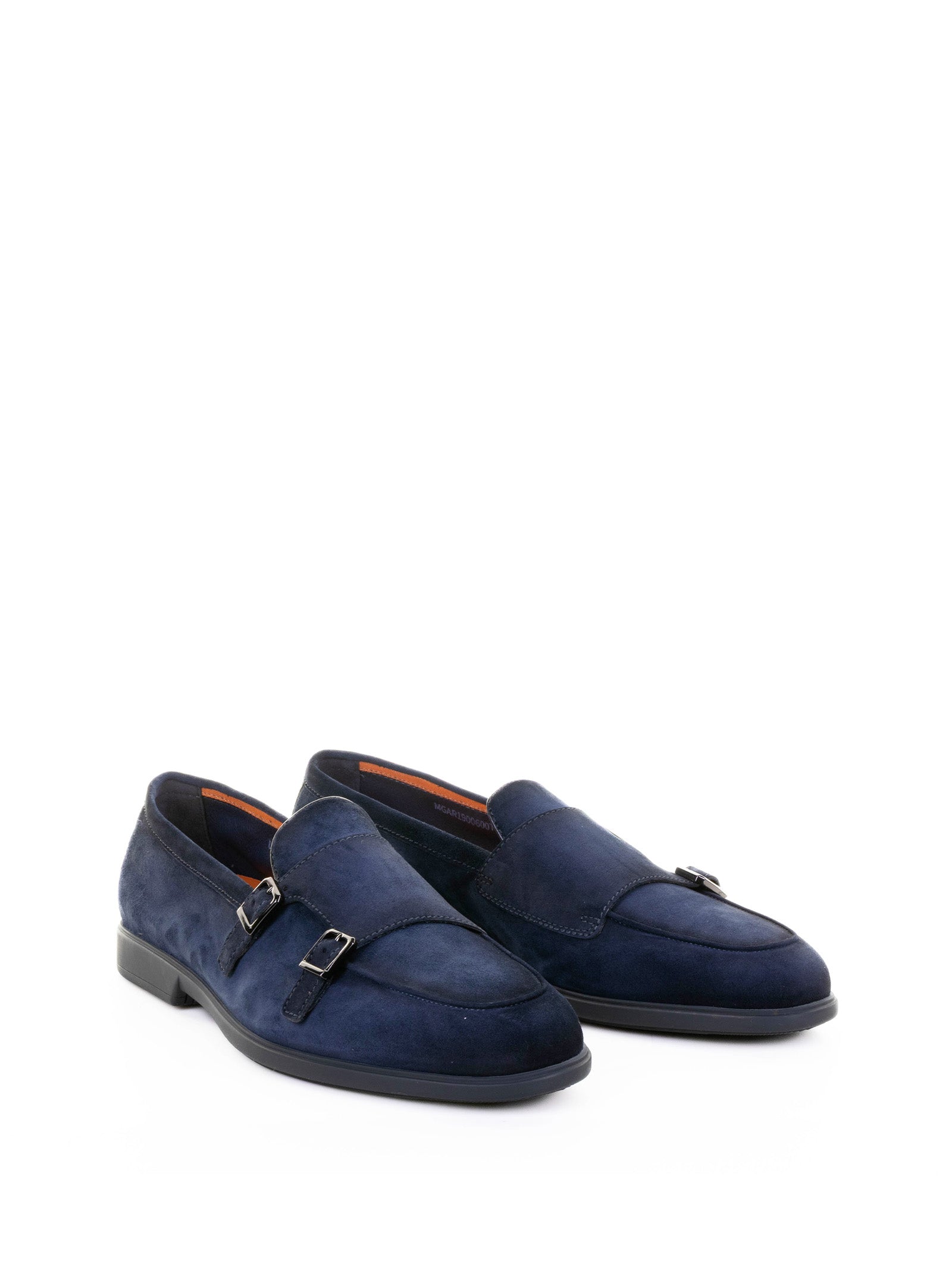 SANTONI Double Buckle Suede Moccasin for Men