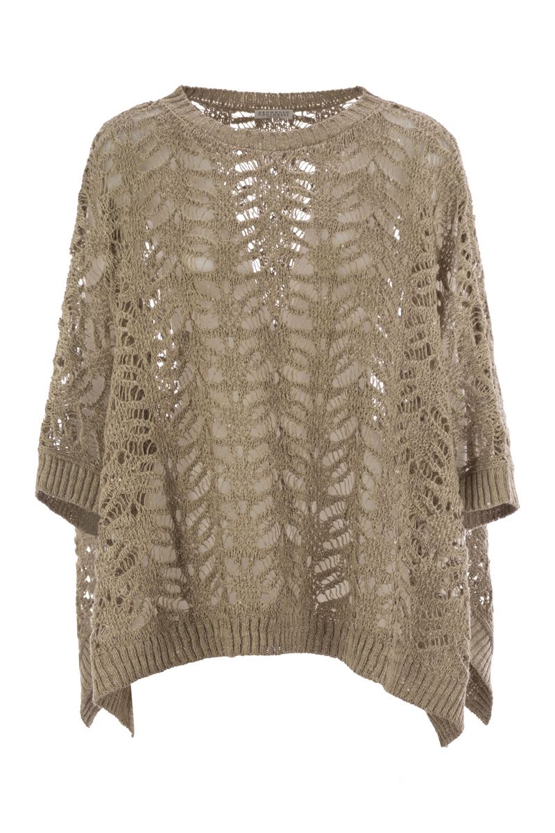 BRUNELLO CUCINELLI Foliage Lace Knit Poncho - SS25 Women’s Collection