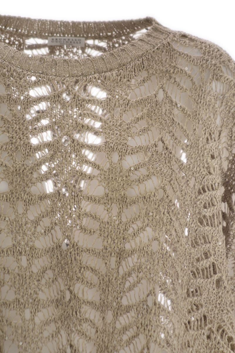 BRUNELLO CUCINELLI Foliage Lace Knit Poncho - SS25 Women’s Collection