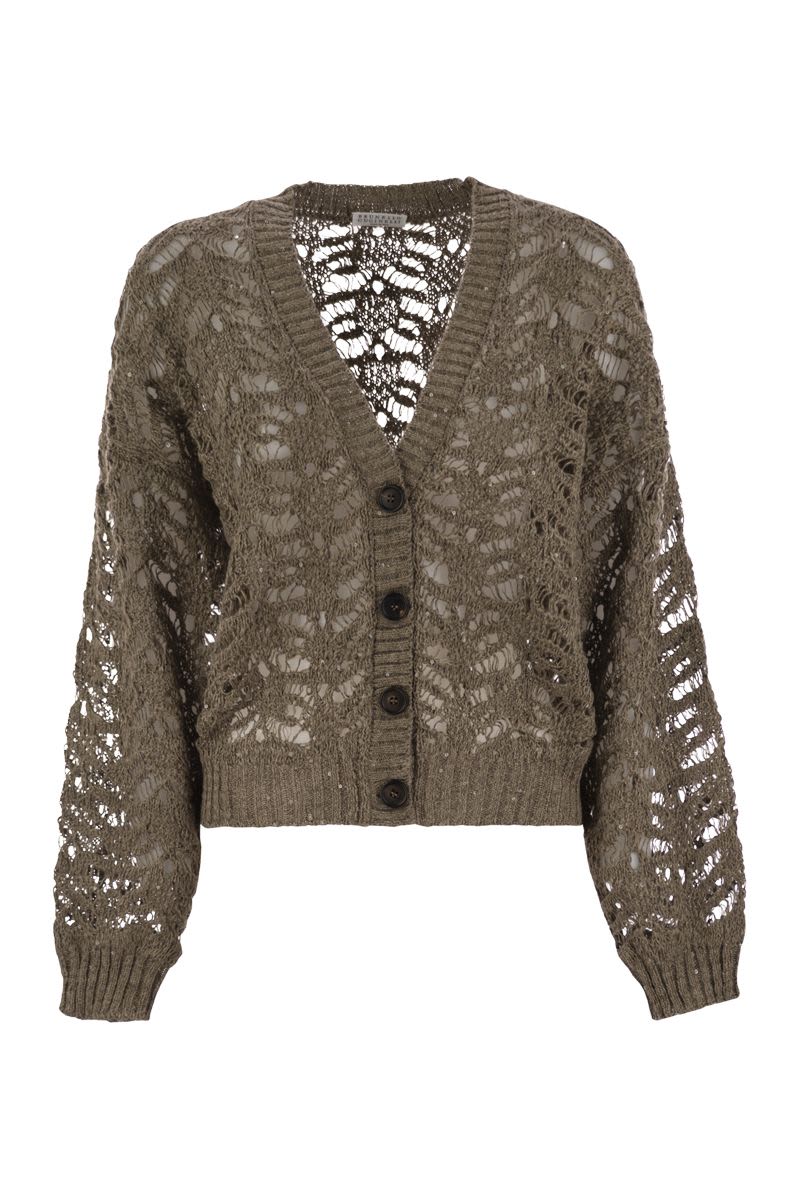 BRUNELLO CUCINELLI Foliage Lace Cardigan in Linen and Silk for Women