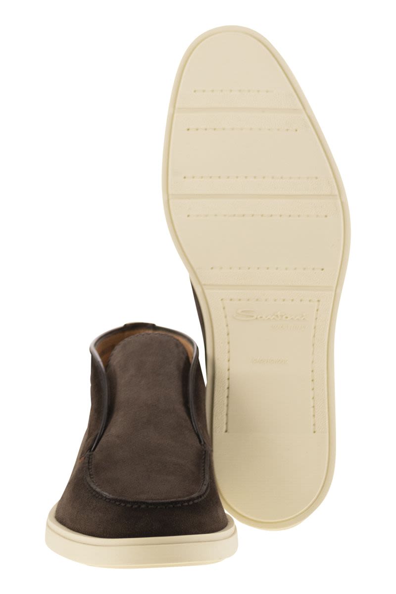 SANTONI Men's Suede Desert Boot with Rubber Sole - 3 cm Height
