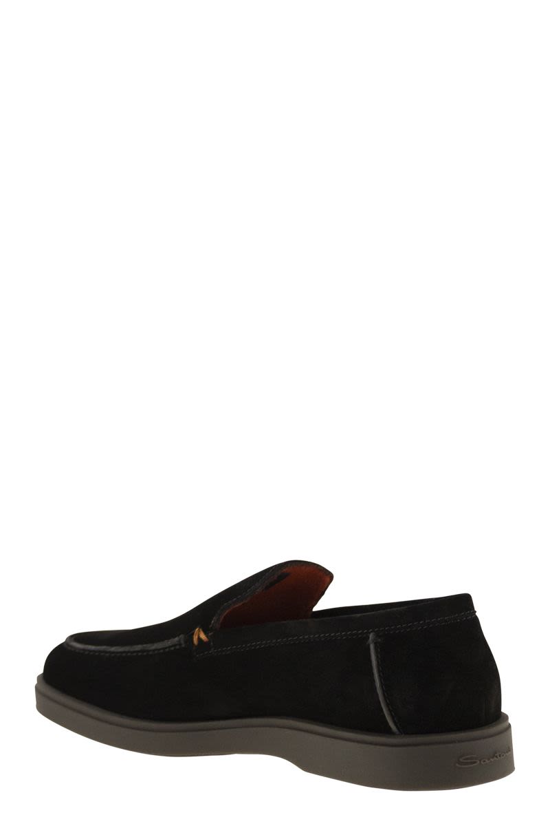 SANTONI Suede Moccasin Loafers