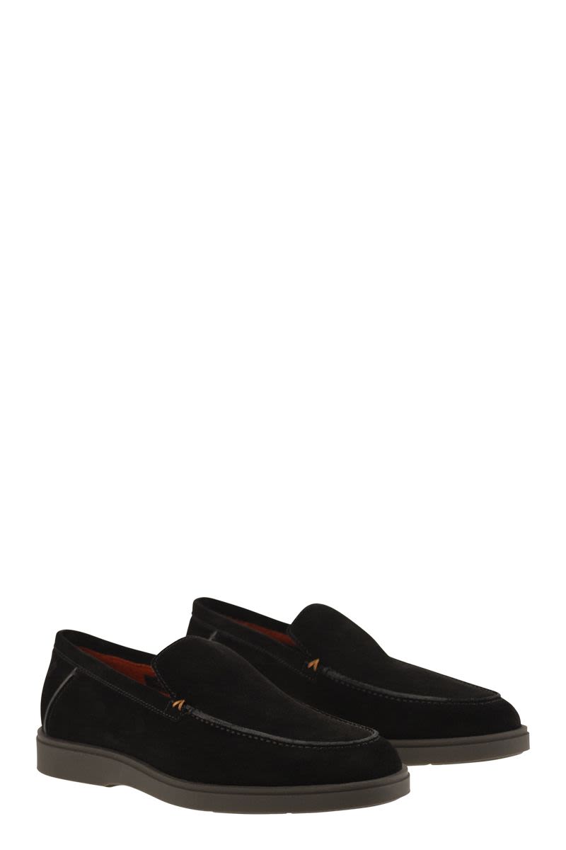 SANTONI Suede Moccasin Loafers