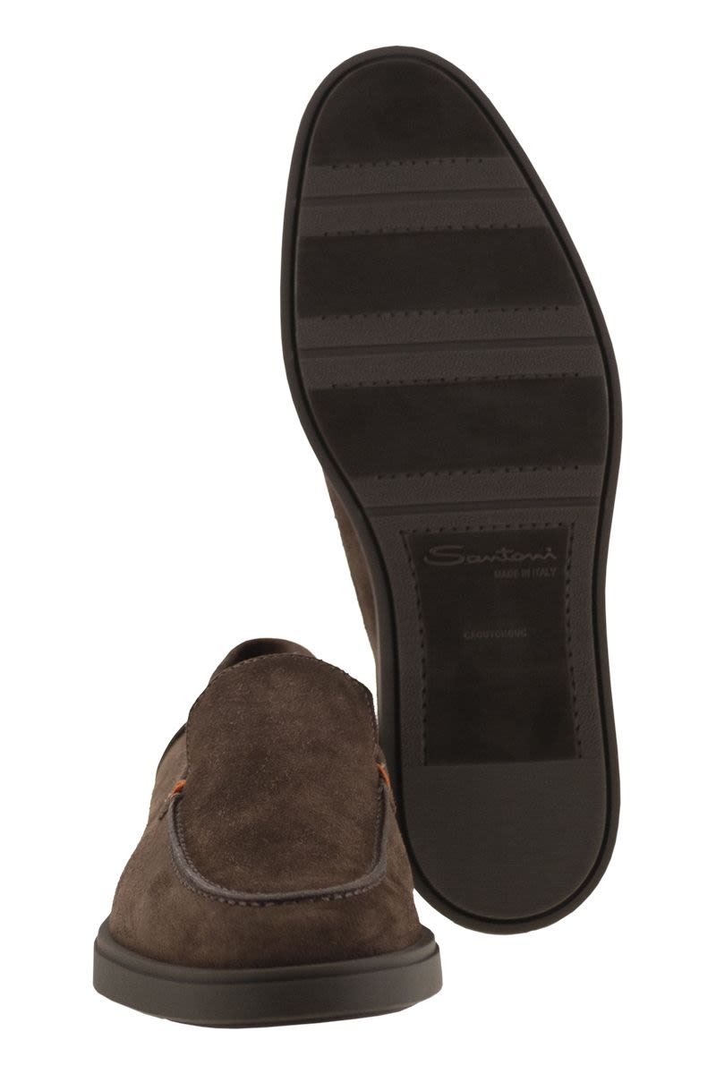 SANTONI Suede Moccasin with Classic Elegance