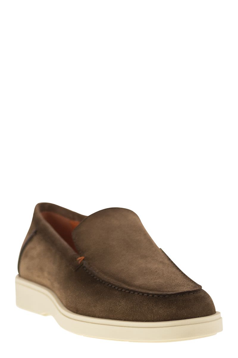 SANTONI Suede Loafers for Men