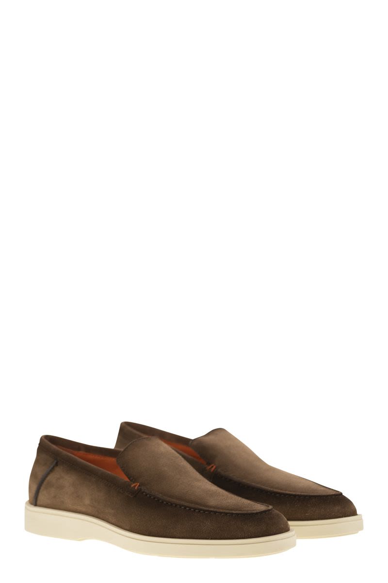 SANTONI Suede Loafers for Men