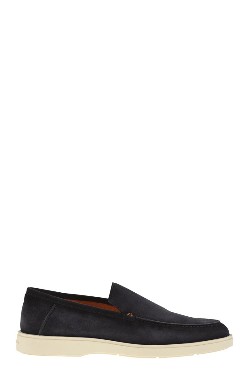 SANTONI Suede Moccasin with Classic Elegance