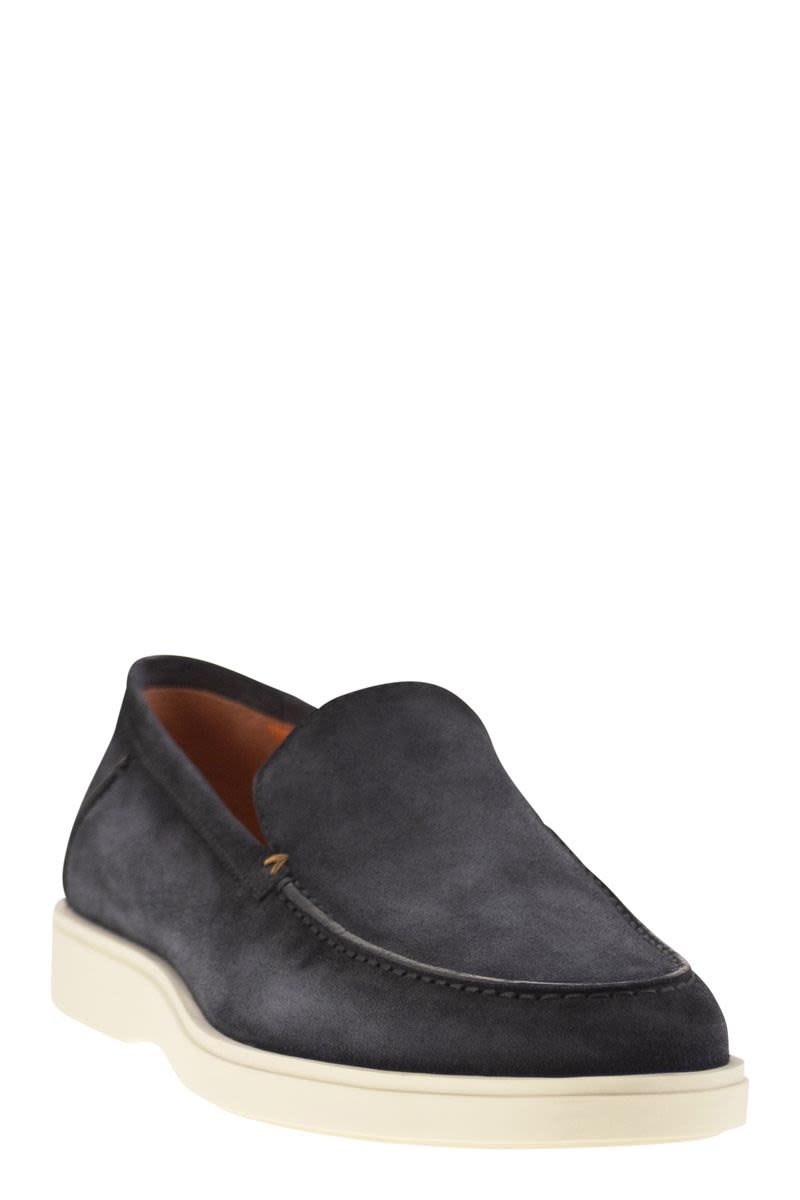 SANTONI Suede Moccasin with Classic Elegance