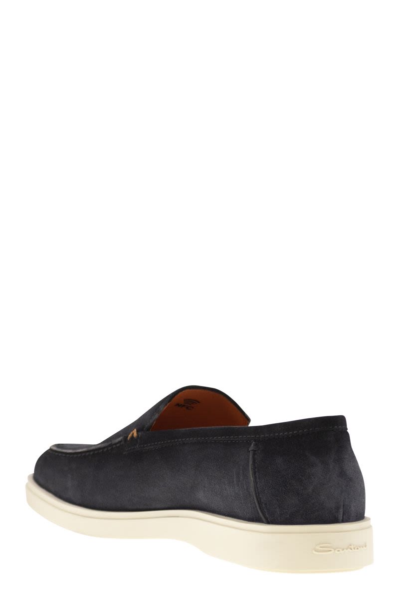 SANTONI Suede Moccasin with Classic Elegance
