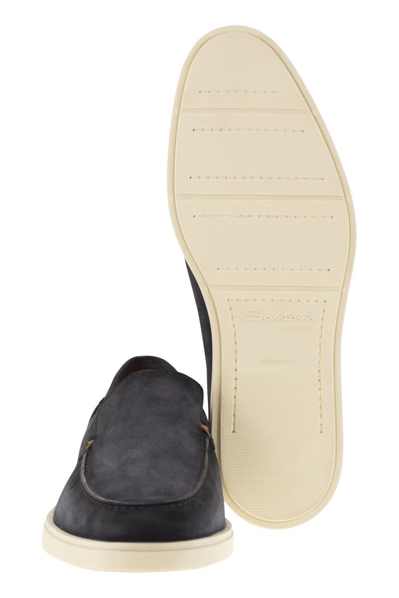 SANTONI Suede Moccasin with Classic Elegance