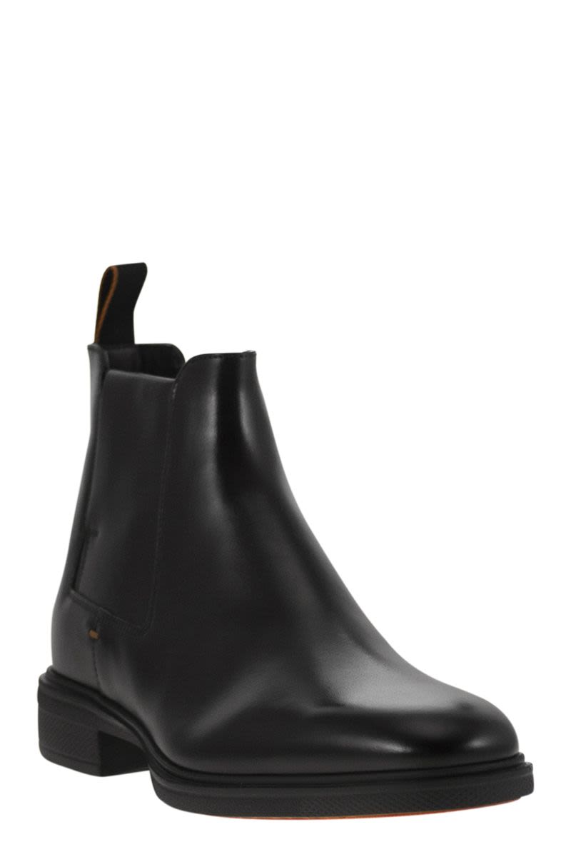 SANTONI Men's Easy Leather Ankle Boots