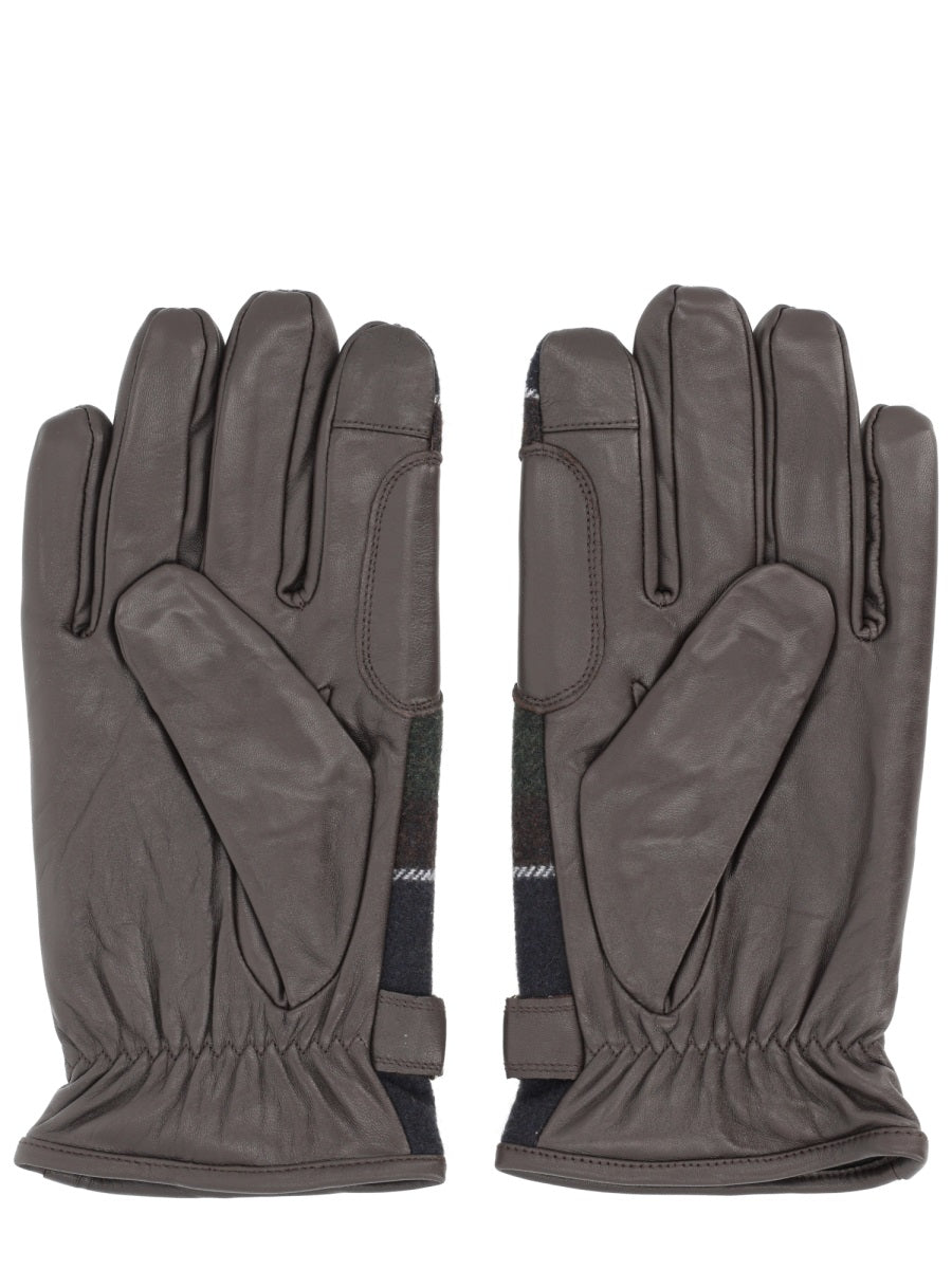BARBOUR Tartan Wool and Leather Gloves for Men