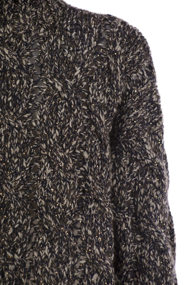 BRUNELLO CUCINELLI Soft Wool and Cashmere Turtleneck Sweater with Braided Design