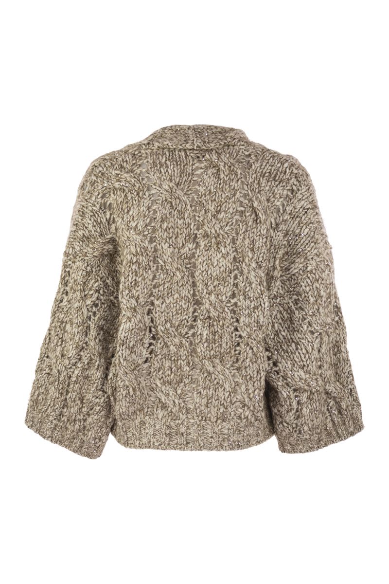 BRUNELLO CUCINELLI Open Chunky Knit Cardigan with Wide Sleeves