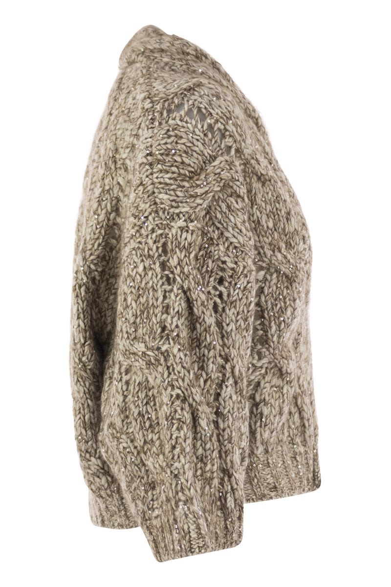 BRUNELLO CUCINELLI Open Chunky Knit Cardigan with Wide Sleeves