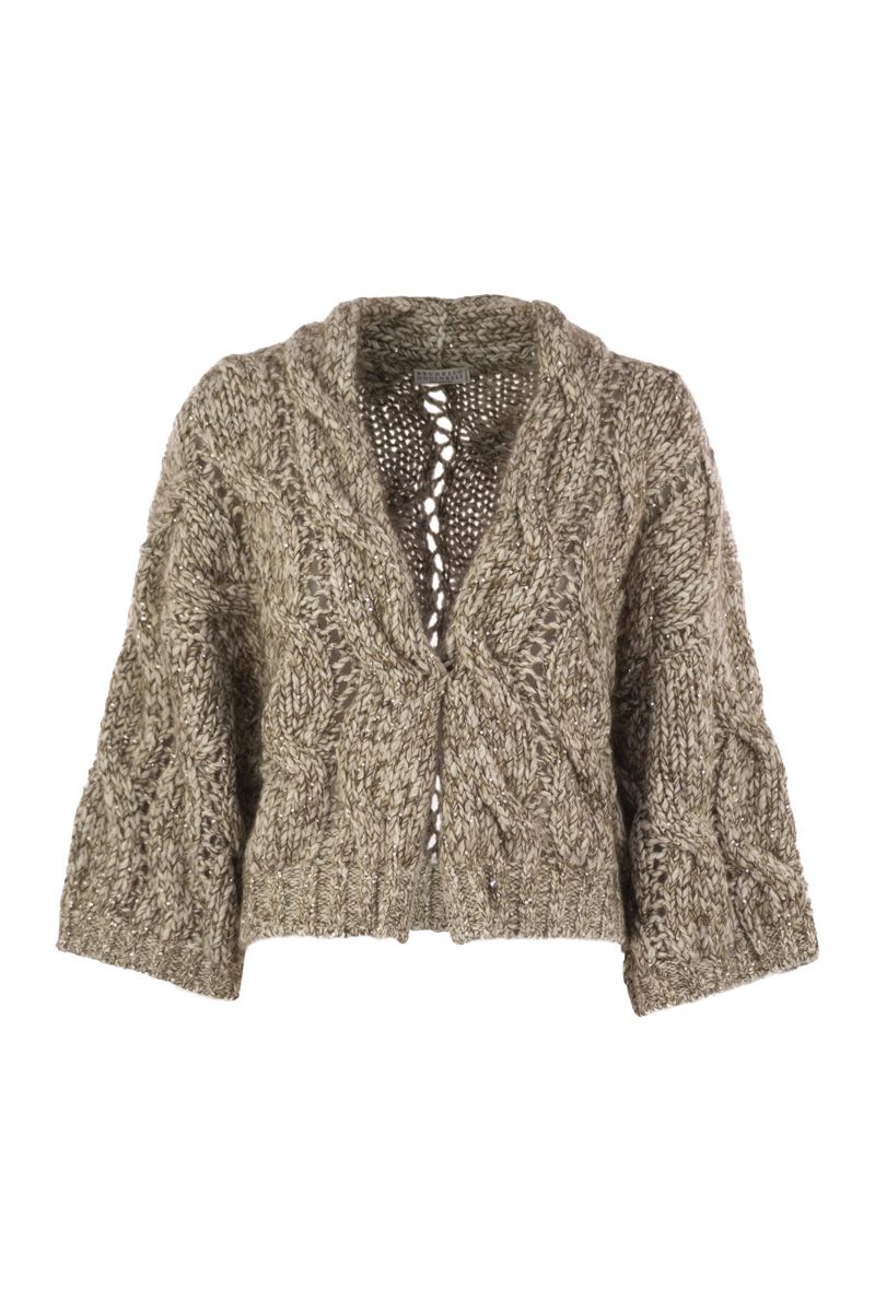 BRUNELLO CUCINELLI Open Chunky Knit Cardigan with Wide Sleeves