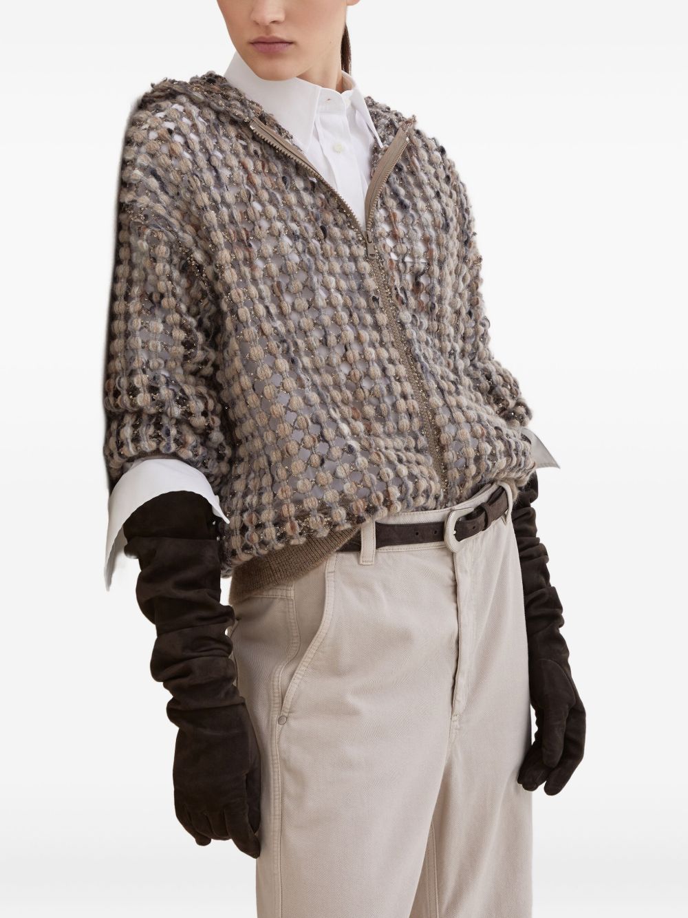 BRUNELLO CUCINELLI All-Over Sequin Hooded Sweater