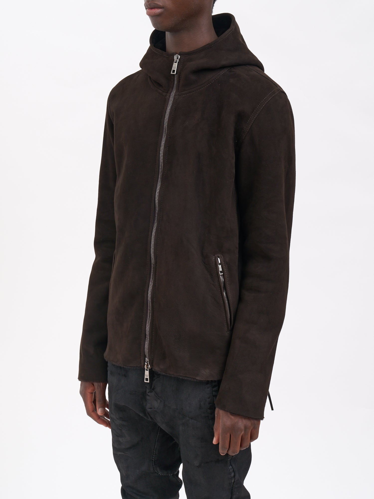 GIORGIO BRATO Men's Sheepskin Hooded Jacket with Front Zip - Size 50