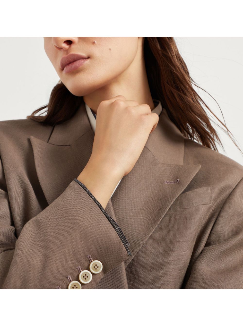 BRUNELLO CUCINELLI Linen Blend Double-Breasted Jacket for Her