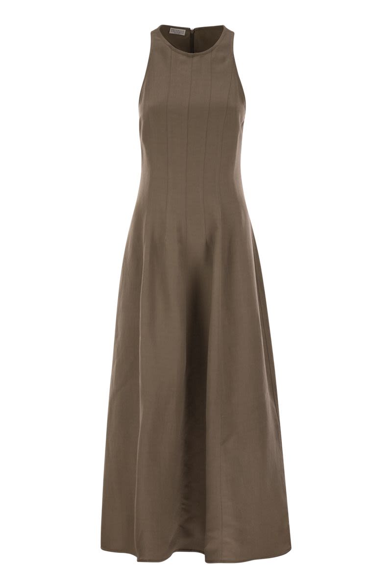 BRUNELLO CUCINELLI Fluid Viscose and Linen Twill Dress