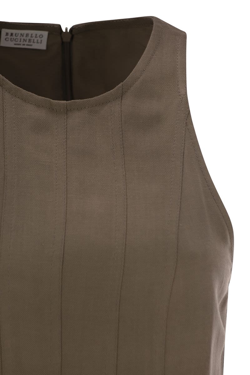 BRUNELLO CUCINELLI Fluid Viscose and Linen Twill Dress