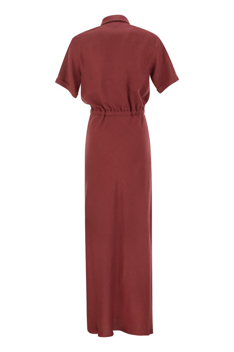 BRUNELLO CUCINELLI Fluid Viscose and Linen Twill Mini Dress with Necklace