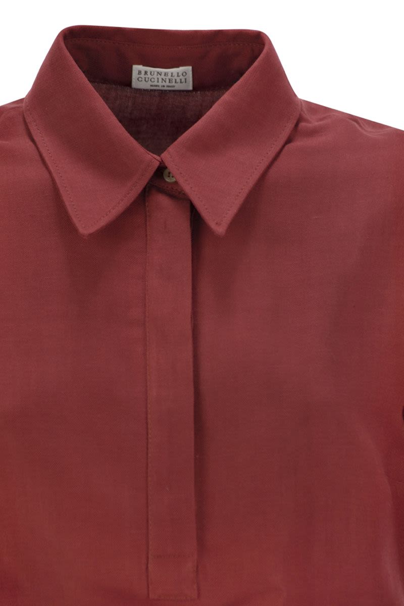 BRUNELLO CUCINELLI Fluid Viscose and Linen Twill Mini Dress with Necklace