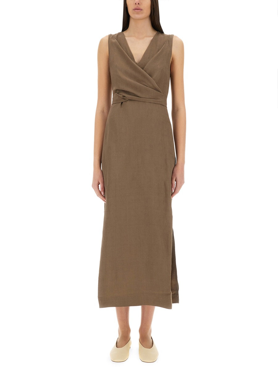 BRUNELLO CUCINELLI Wrap Effect Linen Dress for Women