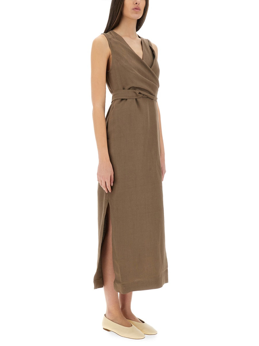 BRUNELLO CUCINELLI Wrap Effect Linen Dress for Women