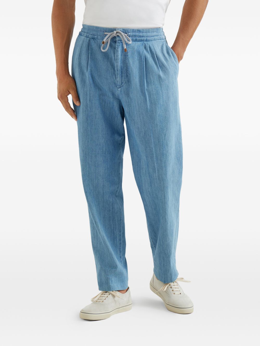 BRUNELLO CUCINELLI Men's Drawstring Front Double-Pleat Trousers