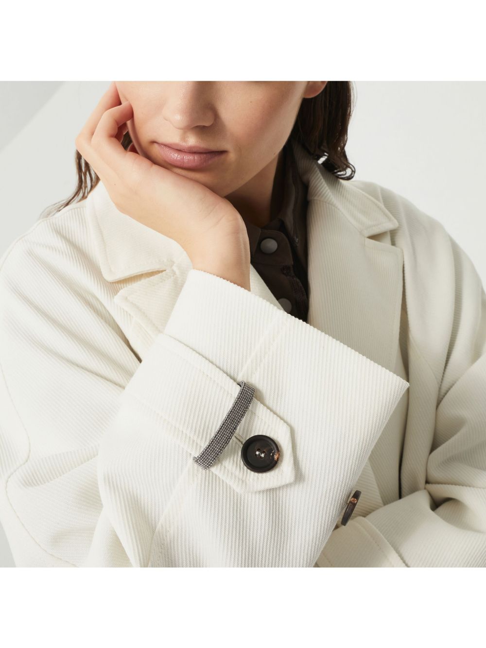 BRUNELLO CUCINELLI Double-Breasted Linen and Cotton Caban for Women