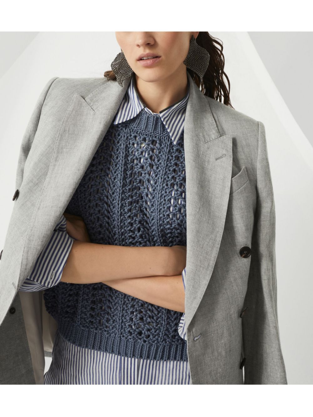 BRUNELLO CUCINELLI Linen Double-Breasted Jacket