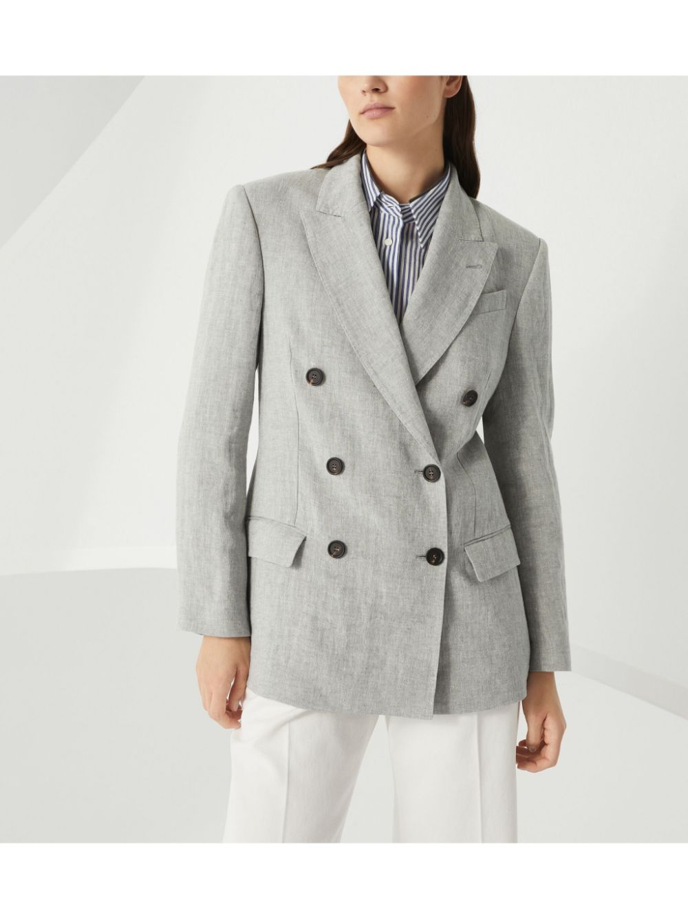 BRUNELLO CUCINELLI Linen Double-Breasted Jacket