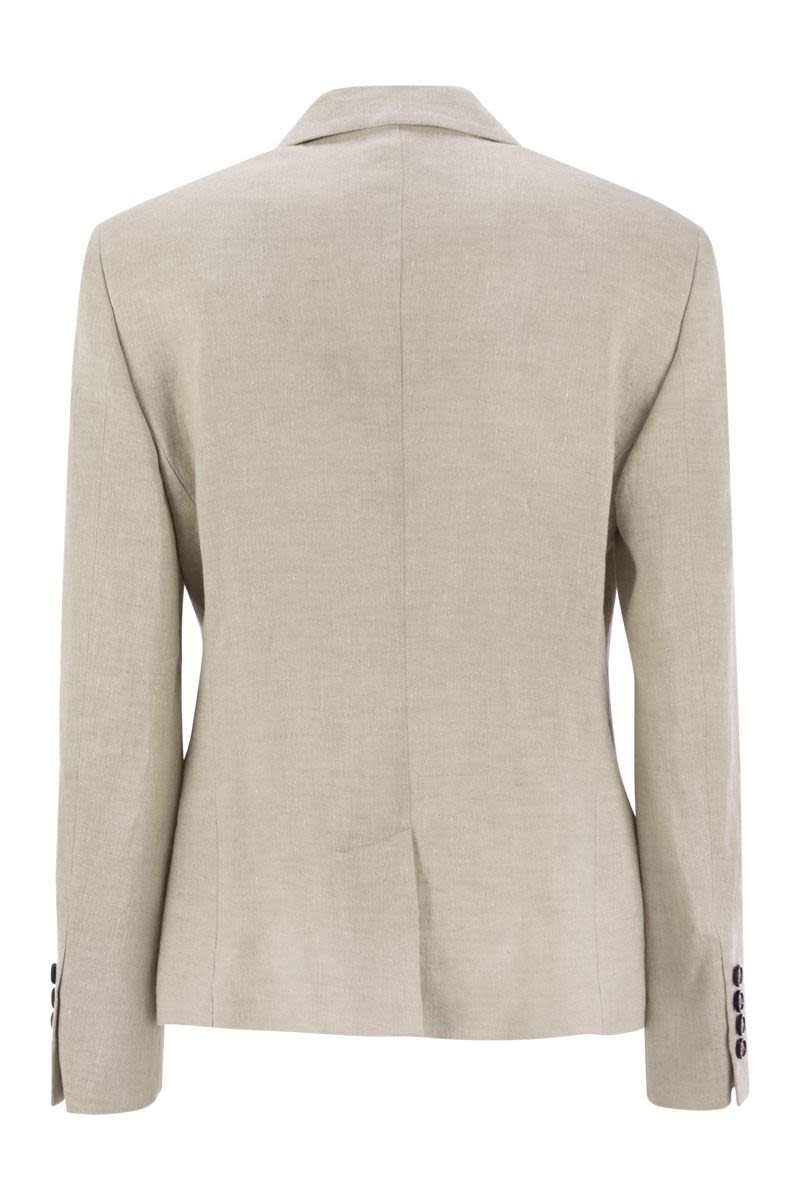 BRUNELLO CUCINELLI Sparkling Linen Canvas Jacket with Jewelry Detail
