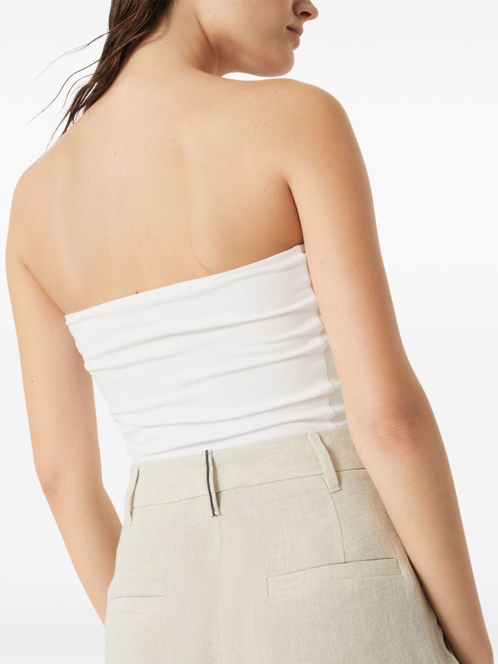 BRUNELLO CUCINELLI Slouchy Trousers in Sparkling Linen Canvas with Jewelry Embellishments