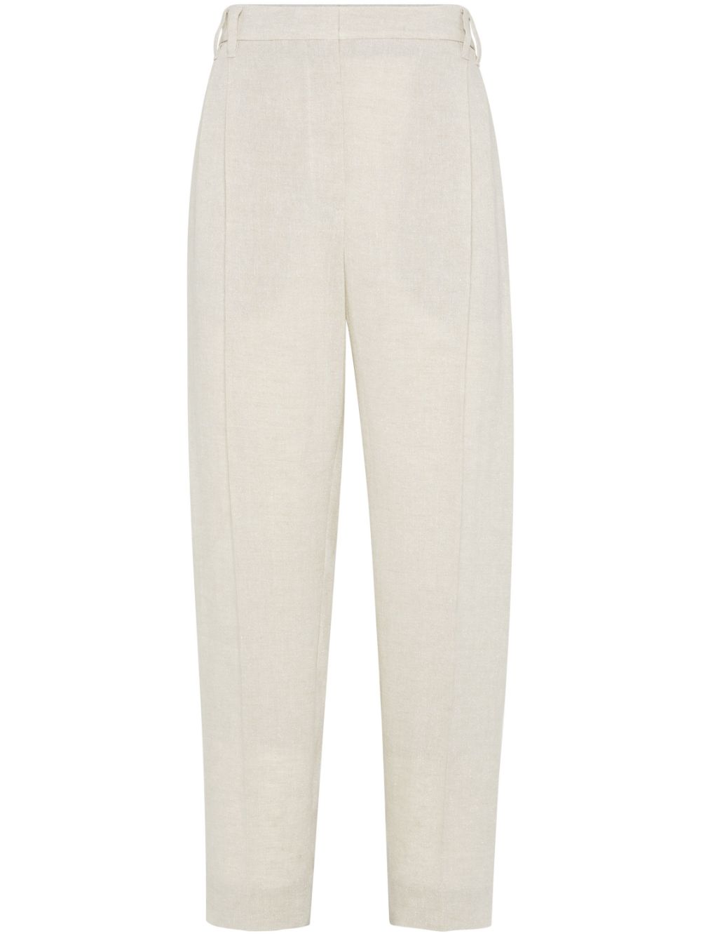 BRUNELLO CUCINELLI Slouchy Trousers in Sparkling Linen Canvas with Jewelry Embellishments