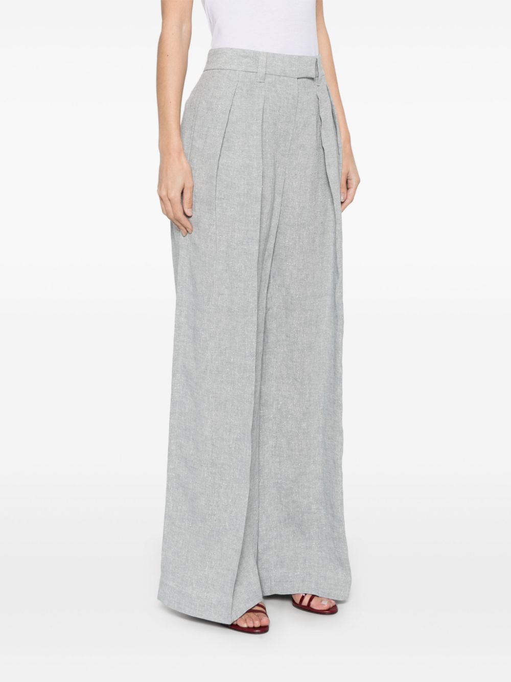 BRUNELLO CUCINELLI Sparkling Linen Canvas Wide Trousers