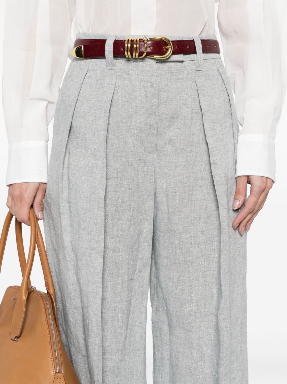 BRUNELLO CUCINELLI Sparkling Linen Canvas Wide Trousers