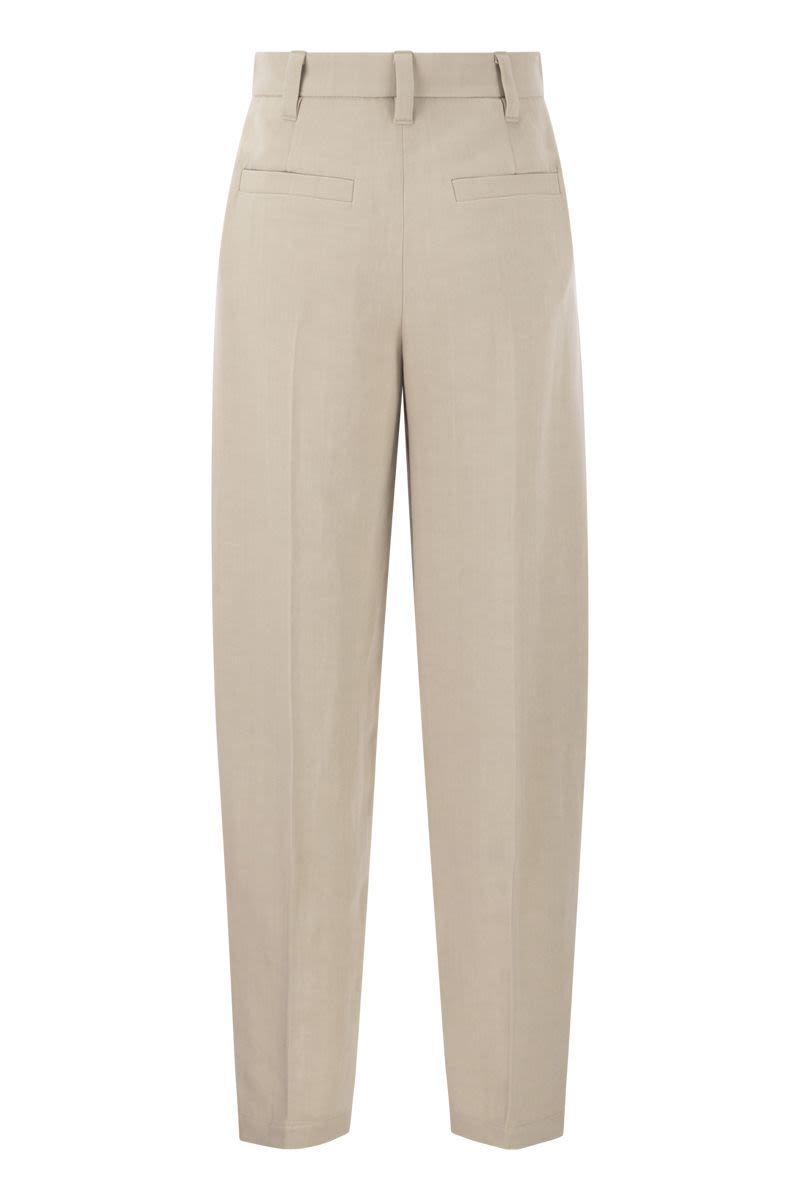 BRUNELLO CUCINELLI Curved Viscoe and Linen Trousers for Women