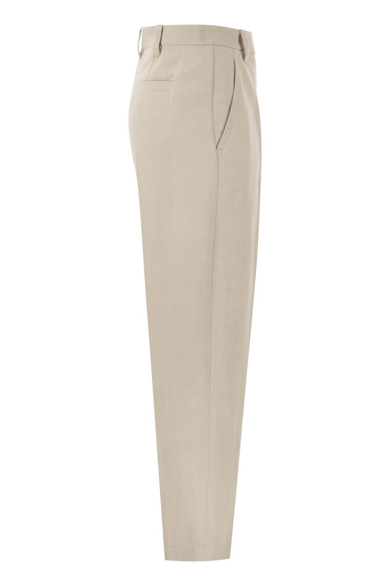 BRUNELLO CUCINELLI Curved Viscoe and Linen Trousers for Women