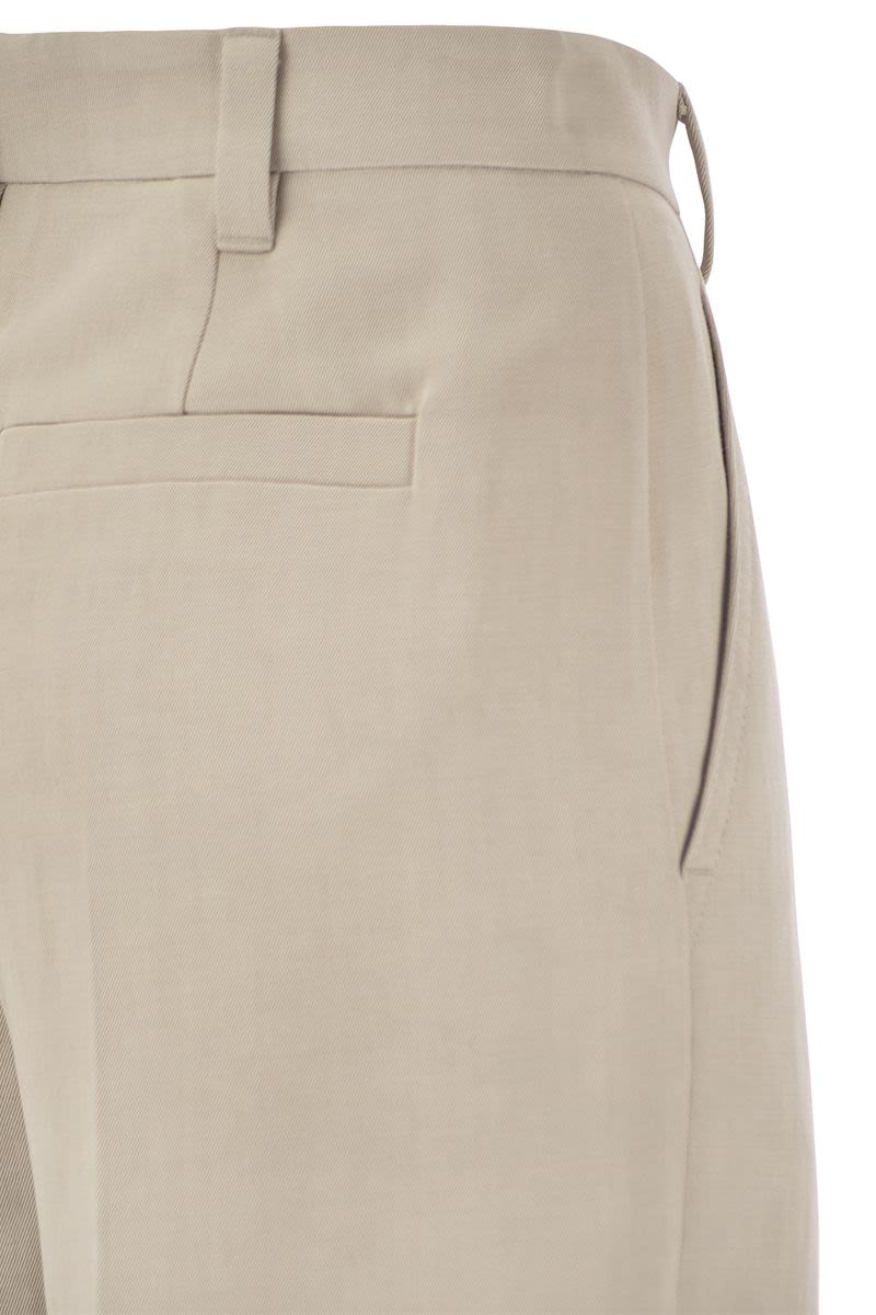 BRUNELLO CUCINELLI Curved Viscoe and Linen Trousers for Women