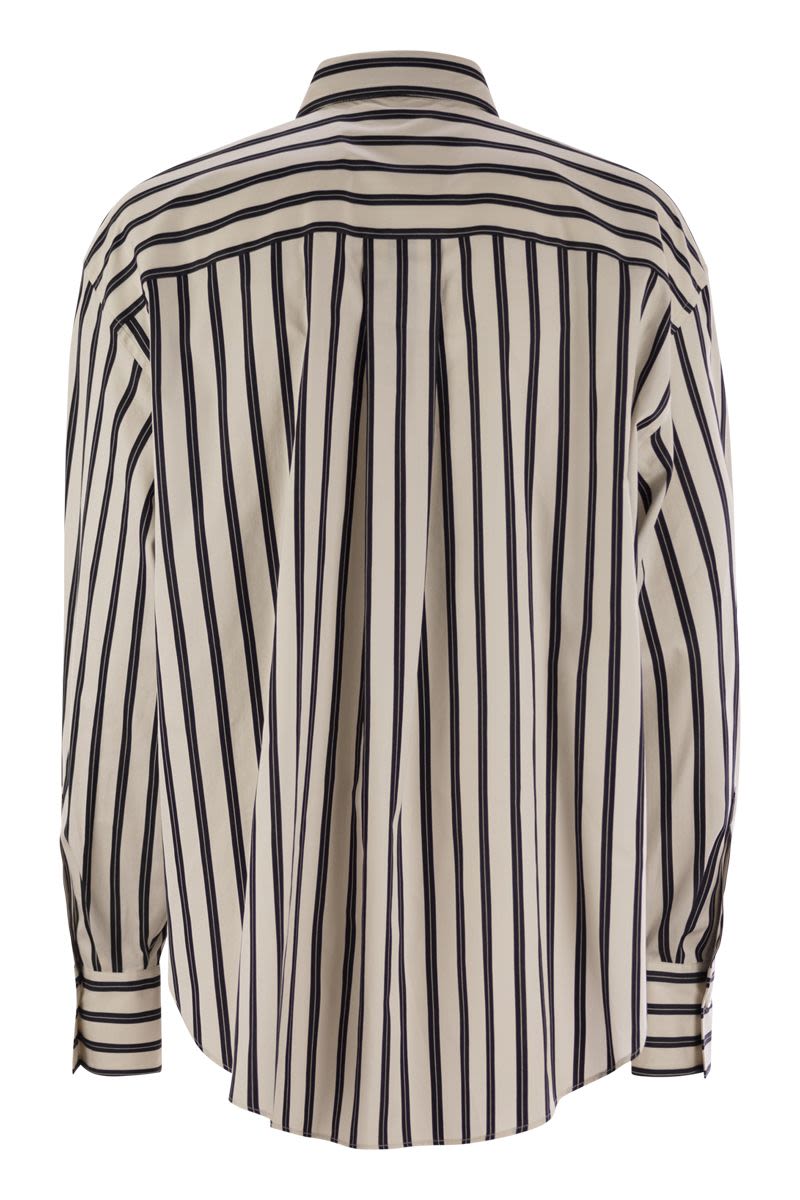 BRUNELLO CUCINELLI Glistening Herbarium Embroidered Regimented Cotton-Silk Poplin Shirt