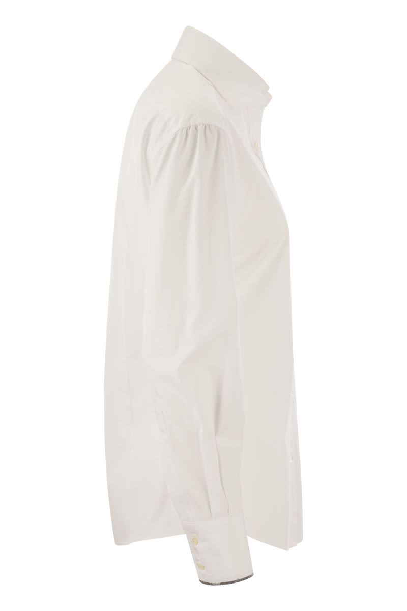 BRUNELLO CUCINELLI Cotton Poplin Shirt with Wide Sleeves