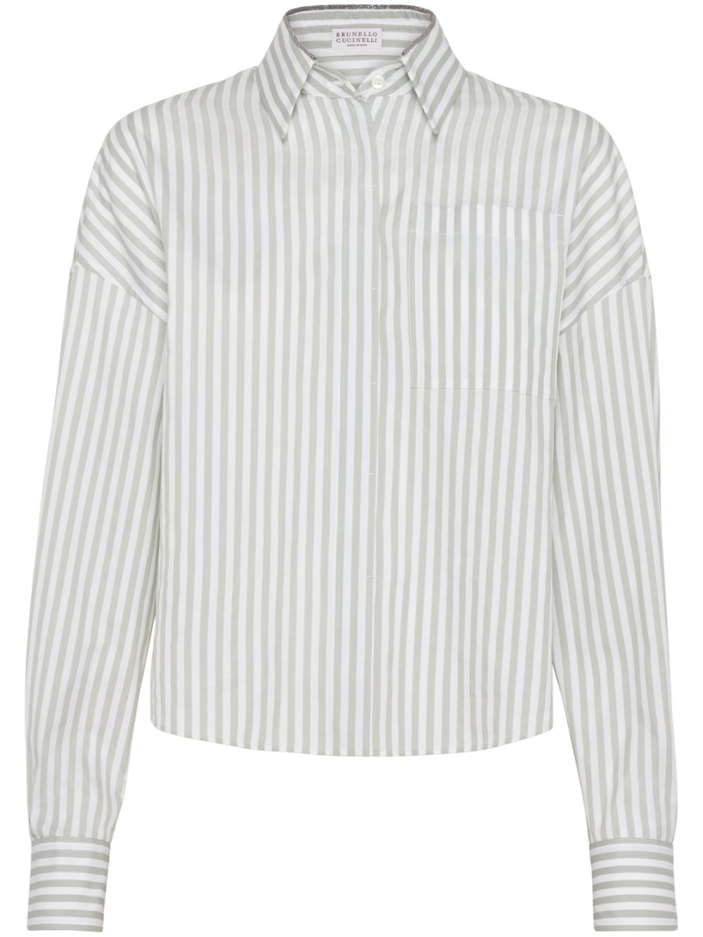 BRUNELLO CUCINELLI Striped Monili Chain Cotton Shirt - Women’s Classic Fit