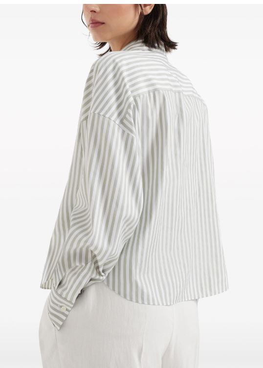 BRUNELLO CUCINELLI Striped Monili Chain Cotton Shirt - Women’s Classic Fit